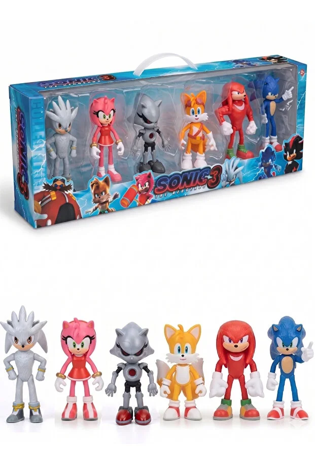 REZZOSS Sonic the Hedgehog 3 Action Figures Set 6Pcs Toy Playset Collectible Movie Character Models for Kids