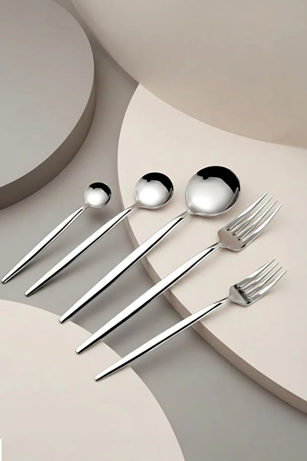 Kitchen Life Paris 30-Piece 6-Person Stainless Steel Cutlery Set - 18/10 Steel