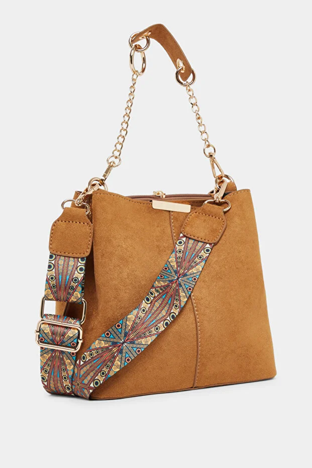 Styli Brown Suede Crossbody Bag