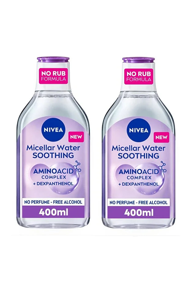 NIVEA  Micellar Water Soothing Face Makeup Remover, Sensitive Skin, 400ml, Pack of 2