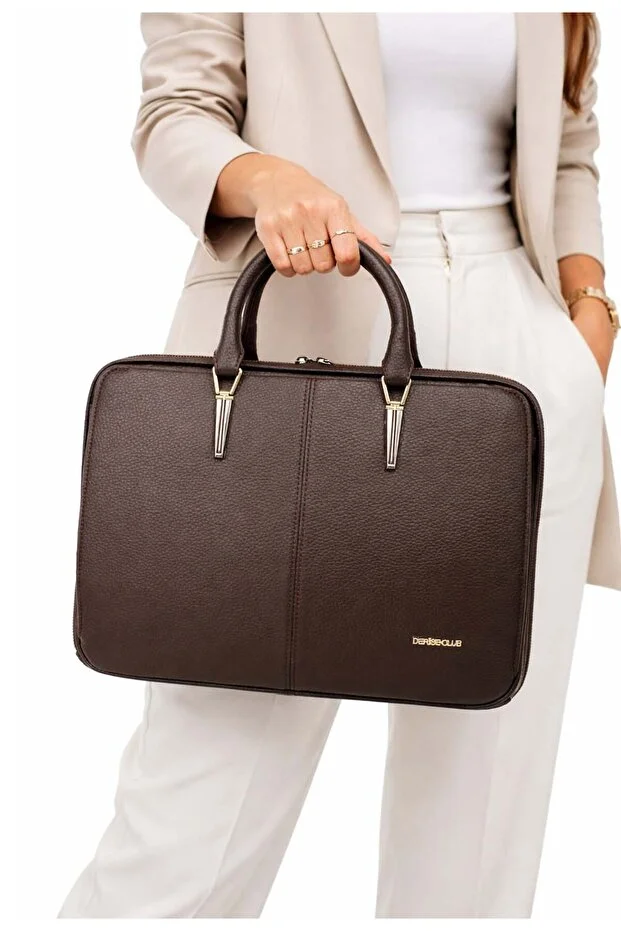 deri,se club Women's Brown Strap File Briefcase 13 & 14 Inch Laptop and Briefcase