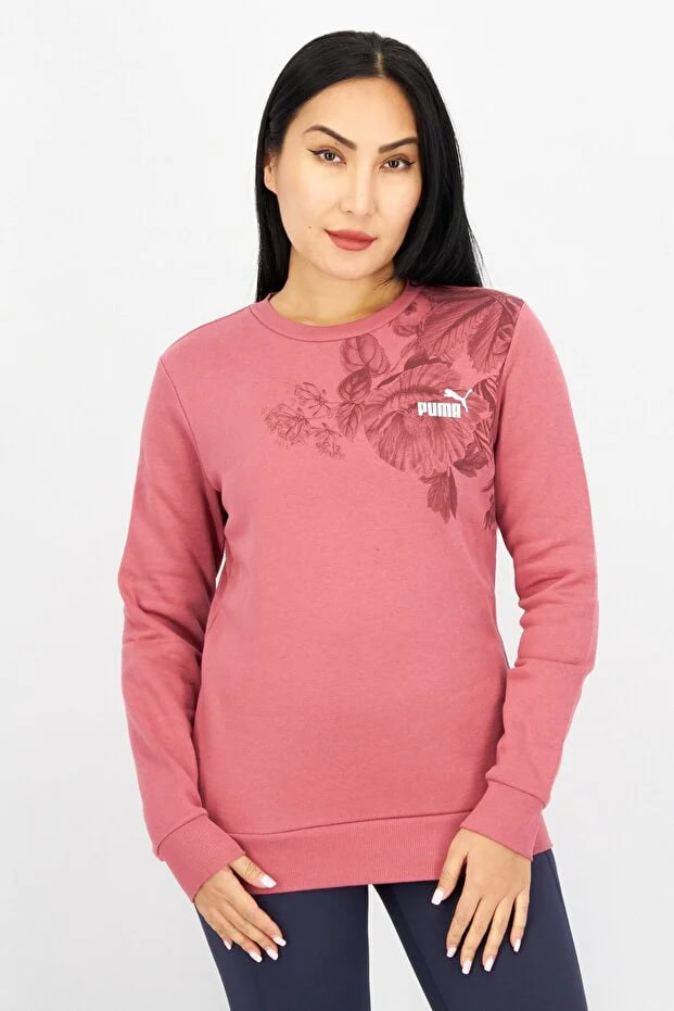 Puma Women Sportswear Fit Long Sleeve Training Fleece Sweatshirt, Pale Red