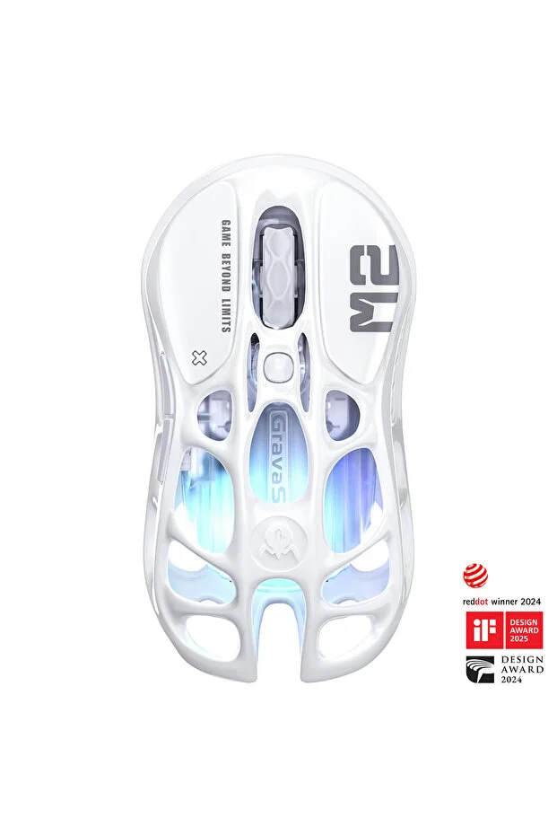 Gravastar Mercury M2 Rgb 26,000 Dpi Optical Gaming Mouse, Wireless, Opaline White