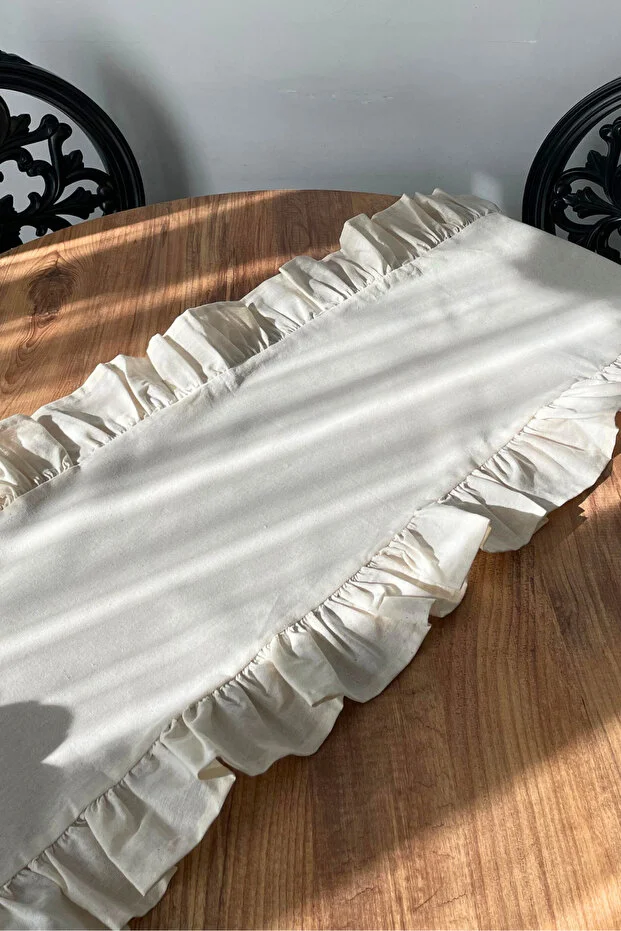 KAMİZ Ruffled Linen Runner 40X110