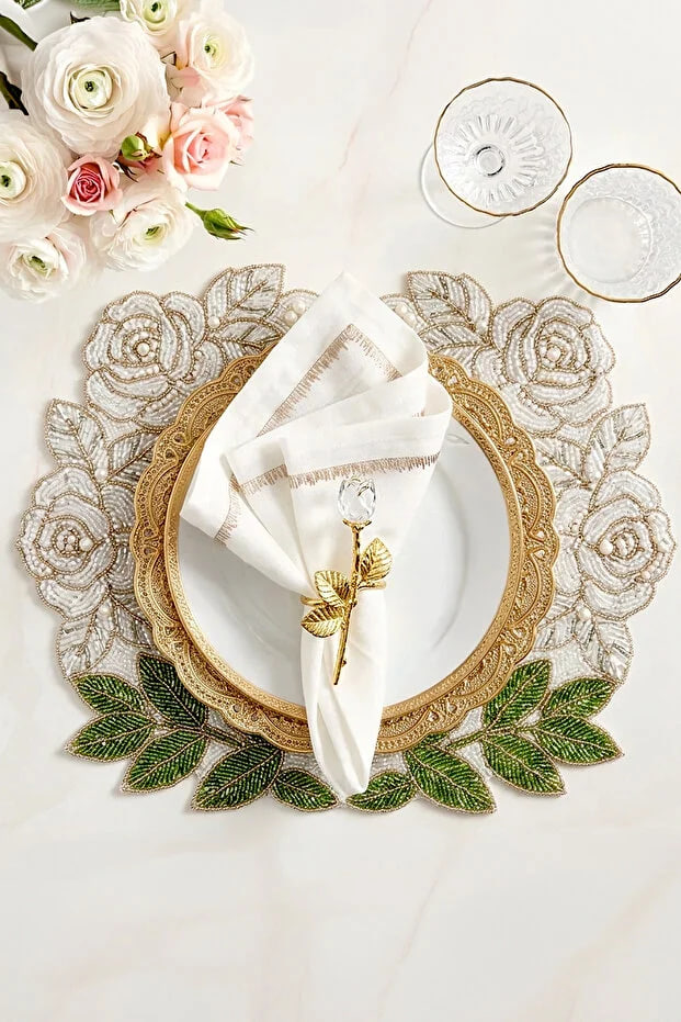 Kitchen Life 6-Piece Rose Metal Gold Napkin Ring-Napkin Ring Napkin Holder