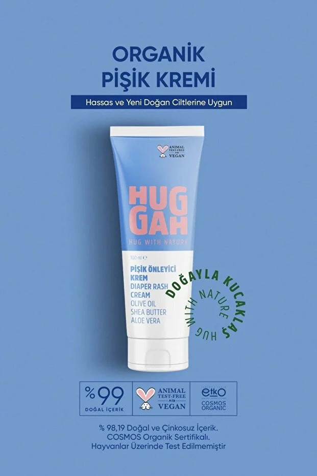 Huggah Organic Natural Baby Diaper Rash Cream 100ml – Natural Care for Sensitive and Normal Skin