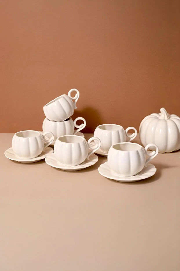 Kitchen Life Pumpkin Porcelain 6-Piece Coffee Cup Set