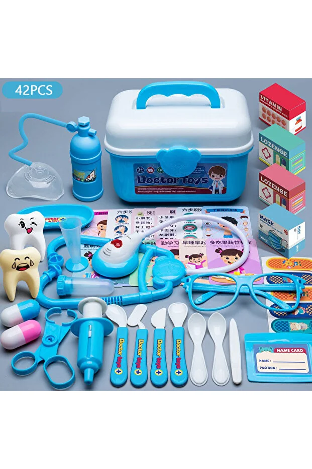 Choice Blue 42PCS Children's Doctor Toy Girl Simulation Home Puzzle Set Kindergarten Stethoscope Nurse Inje