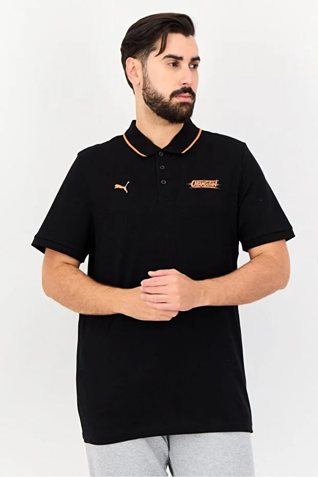 Puma x Orangutan Men Slim Fit Short Sleeves Outdoor Polo Shirt, Black