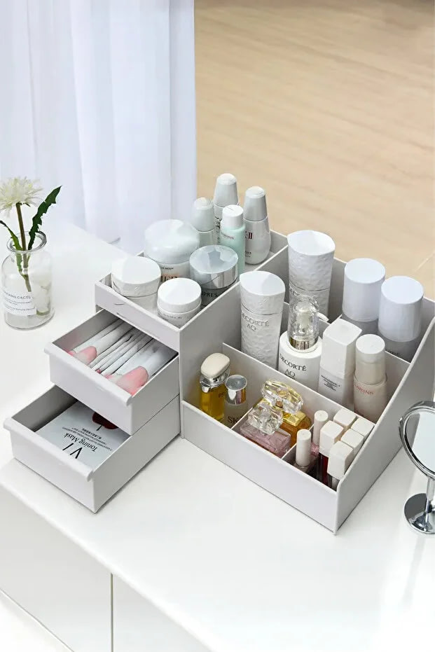 Kitchen Life 3 Tiers 2 Drawers Office , Jewelry Makeup Organizer / Cosmetic Desktop Organizing Box